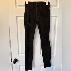 Hollister Black High-Rise Super Skinny Distressed Jeans (Size 3R)